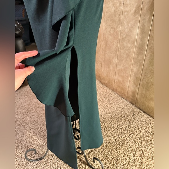Woosea Bodycon Mermaid Evening Long Dress, Dark Green, side slit, size medium - Picture 7 of 13